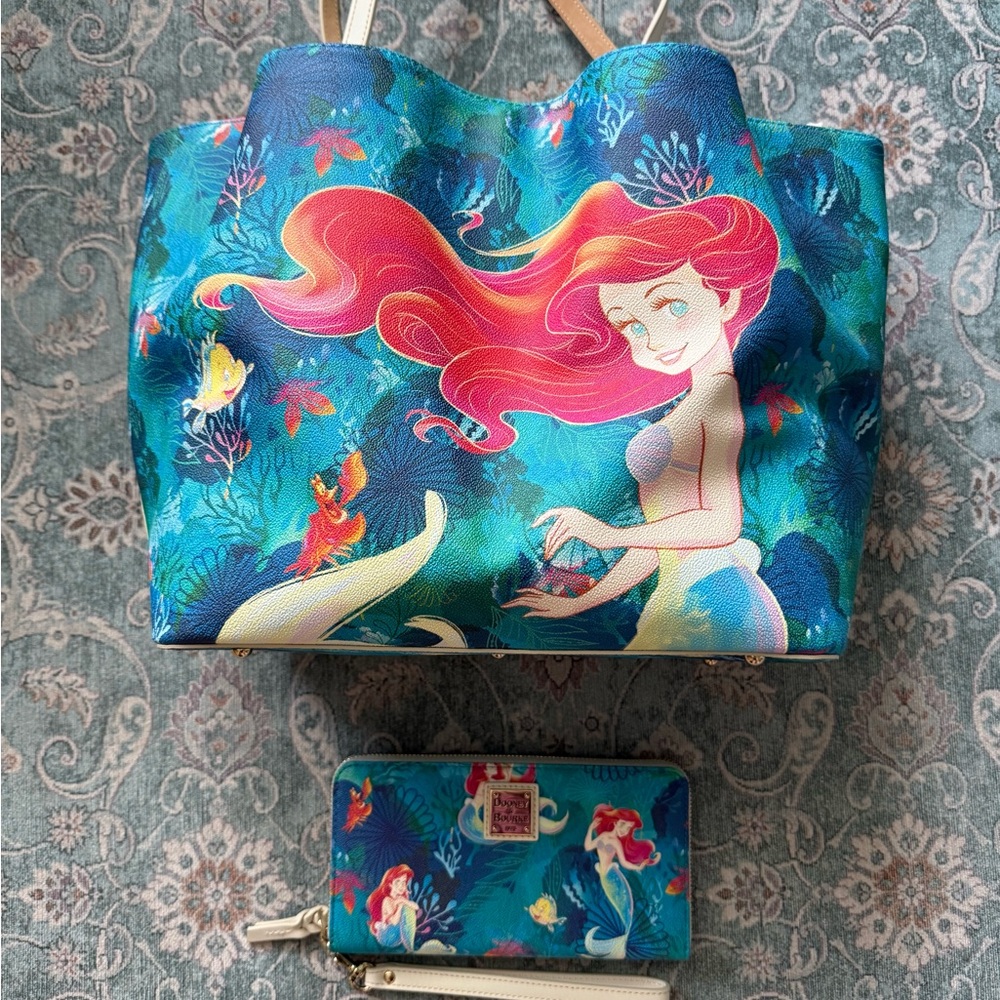 Ariel Disney Dooney & Bourke Tote Bag and Wallet Set